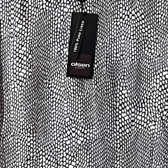 Olsen Tunic Shift Dress 12 Blue Linen V-Neck Animal Print Resort Lightweight - Picture 6 of 8